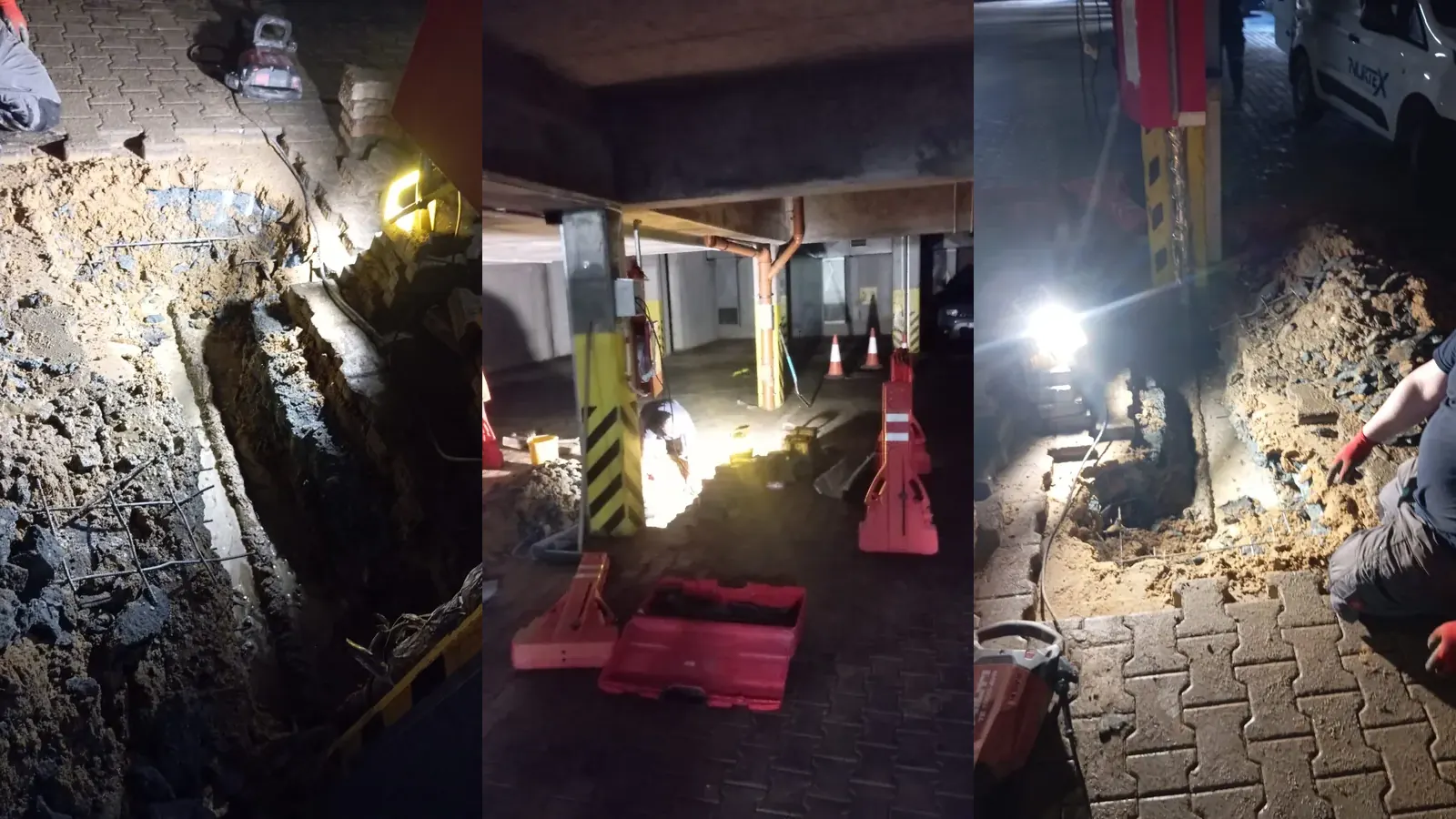 Awaryjna naprawa instalacji ppoż. w garażu podziemnym przy ul. Szwedzkiej 9 we Wrocławiu