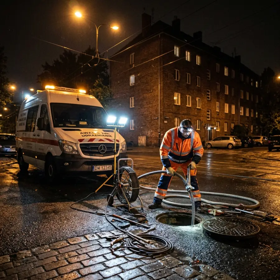 Pogotowie kanalizacyjne Wrocław 24h - nocna awaria kanalizacji