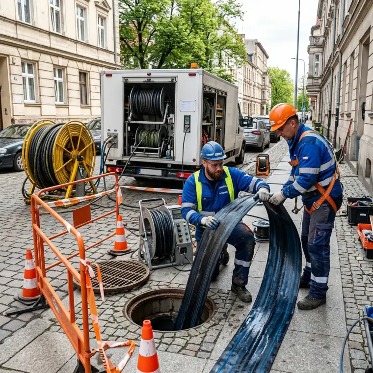 Renowacja bezwykopowa kanalizacji Wrocław - przygotowanie rękawa do naprawy rury