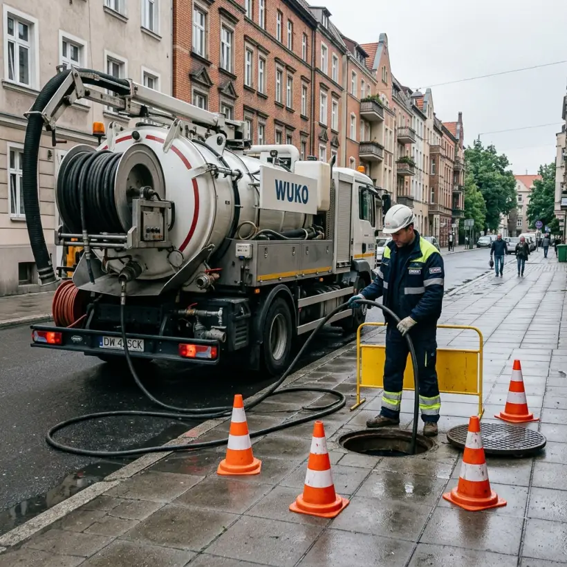 WUKO Wrocław - czyszczenie kanalizacji ciśnieniowo przy studzience